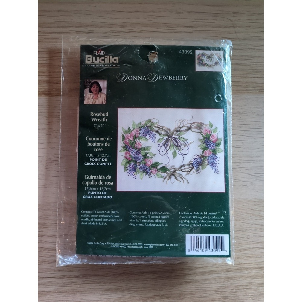 Donna Dewberry Rosebud Wreath Counted Cross Stitch Kit by Bucilla | 7"x5"